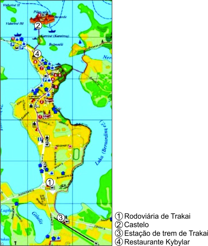 Mapa Trakai com marcações