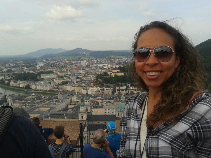 Foto do alto da torre da Fortaleza HohenSalzburgo