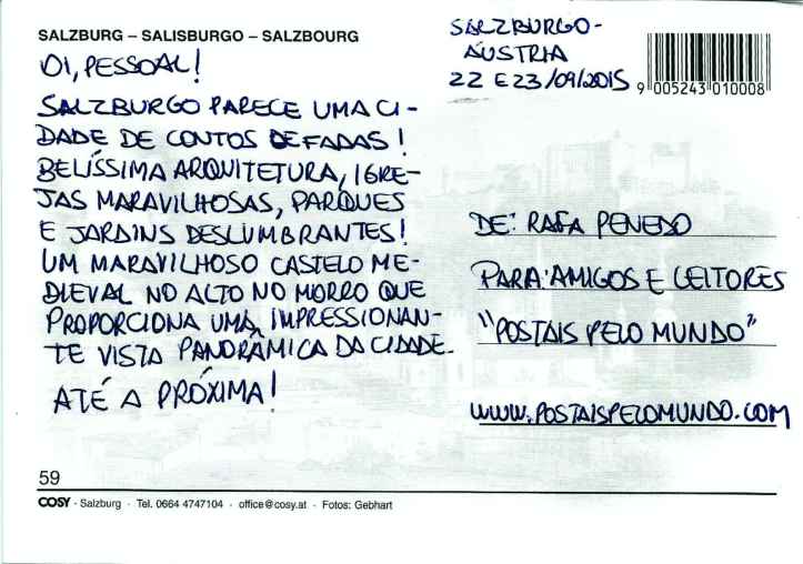 Postal Salzburgo verso