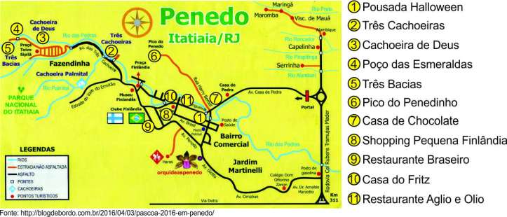 mapa Penedo com marcações