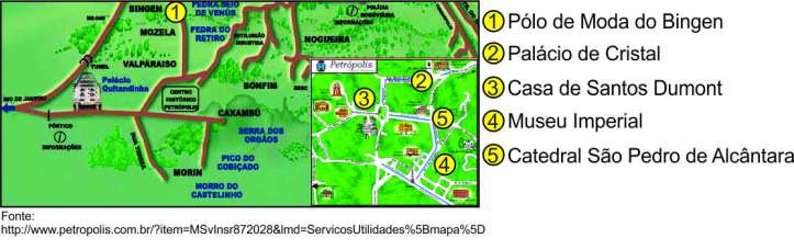 Mapa petrópolis com marcações