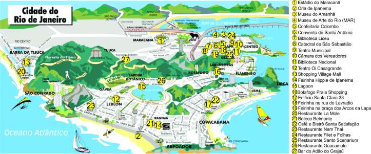 mapa Rio de Janeiro com marcações